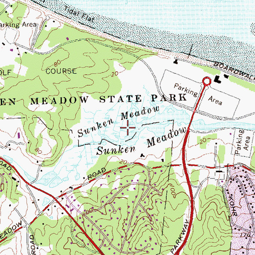 Topographic Map of Sunken Meadow, NY