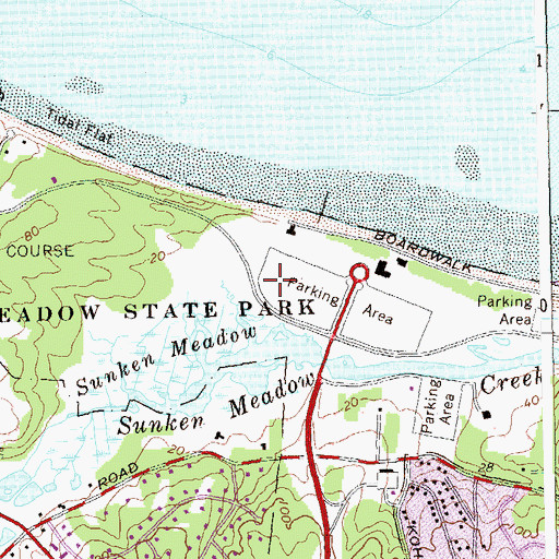 Topographic Map of Sunken Meadow State Park, NY