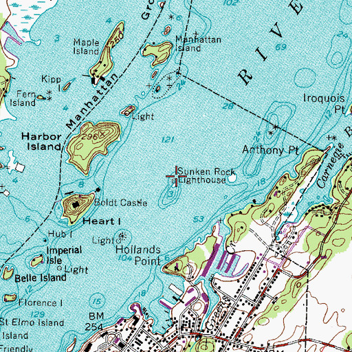 Topographic Map of Sunken Rock Lighthouse, NY