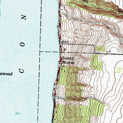 Topographic Map of Sunny Shores, NY