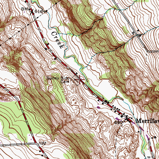 Topographic Map of Sunnyside Cemetery, NY