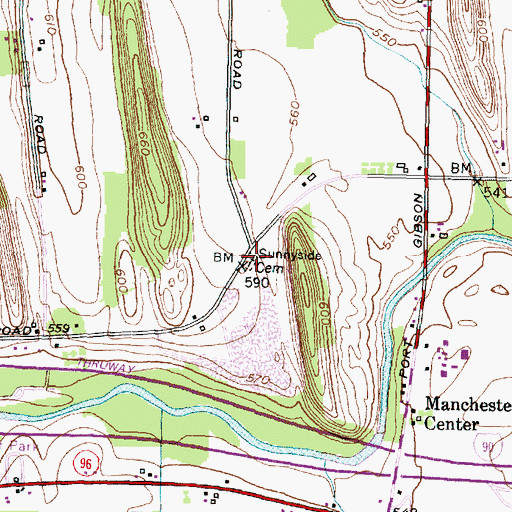 Topographic Map of Sunnyside Cemetery, NY