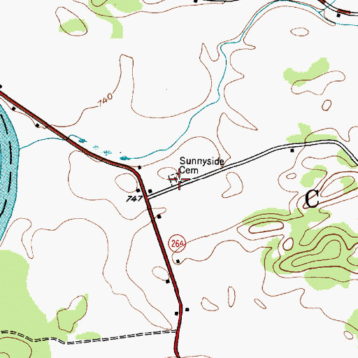 Topographic Map of Sunnyside Cemetery, NY