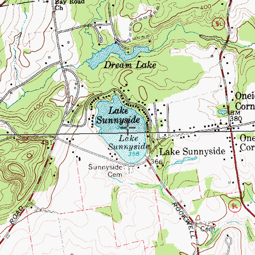 Topographic Map of Lake Sunnyside, NY
