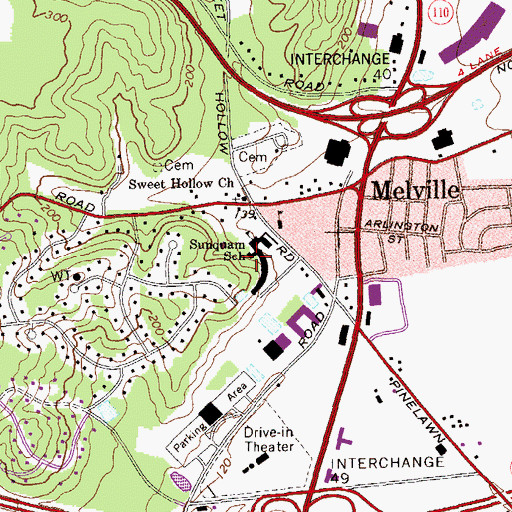 Topographic Map of Sunquam Elementary School, NY