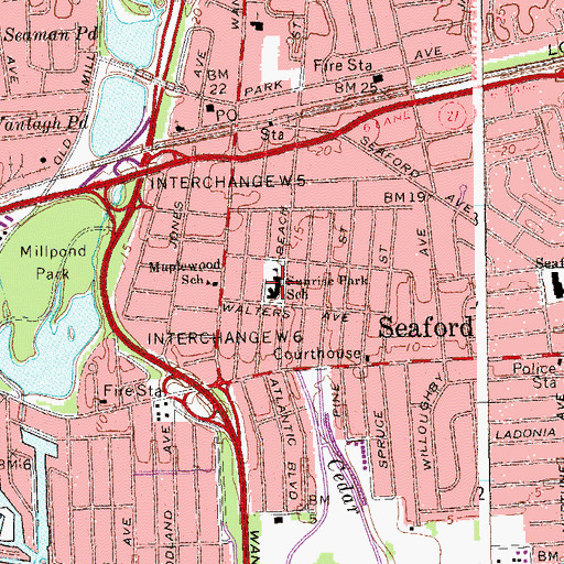 Topographic Map of Sunrise Park School, NY