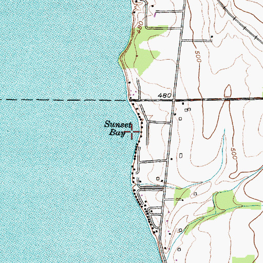 Topographic Map of Sunset Bay, NY