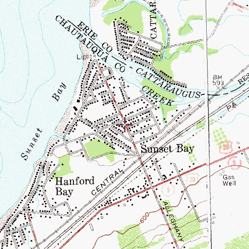 Topographic Map of Sunset Bay, NY