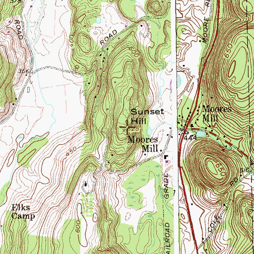 Topographic Map of Sunset Hill, NY
