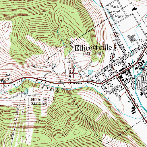 Topographic Map of Sunset Hill Cemetery, NY
