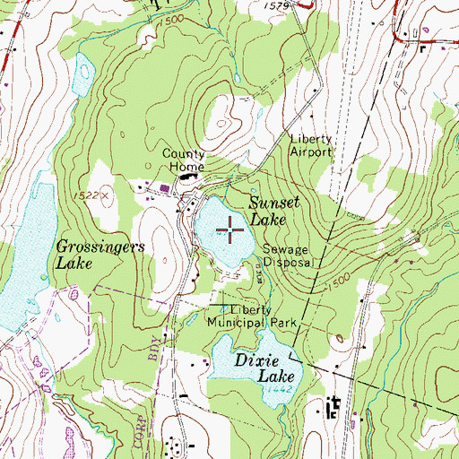Topographic Map of Sunset Lake, NY