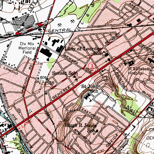 Topographic Map of Sunset School, NY