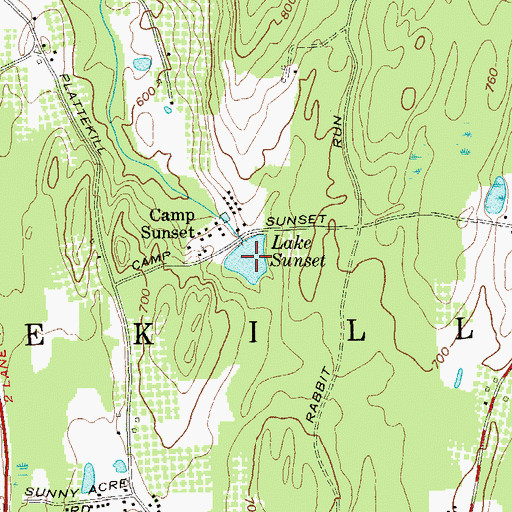Topographic Map of Lake Sunset, NY