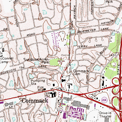 Topographic Map of Sunshine Acres Park, NY