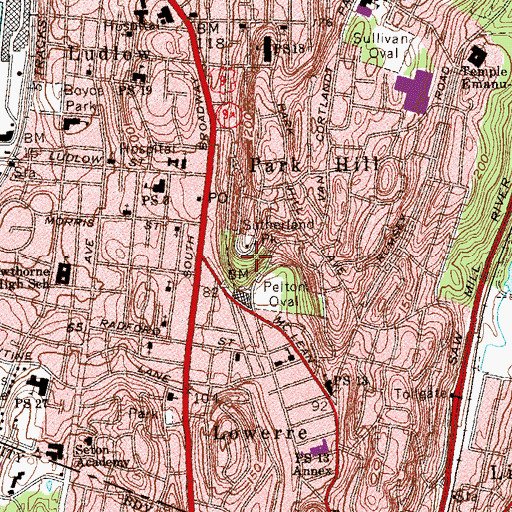 Topographic Map of Leslie Sutherland Park, NY