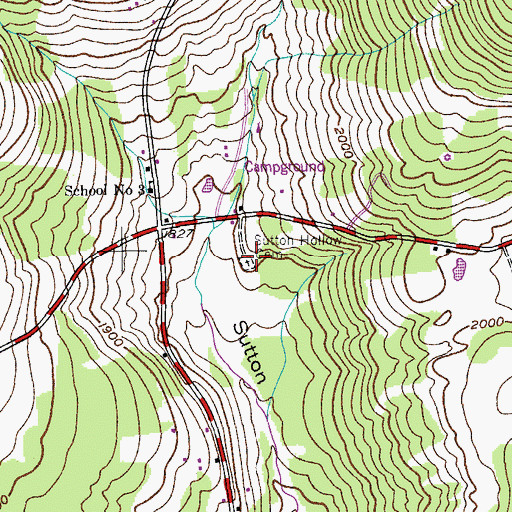 Topographic Map of Sutton Hollow Cemetery, NY