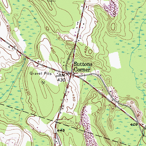 Topographic Map of Suttons Corner, NY