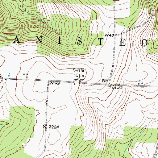 Topographic Map of Upper Swale Cemetery, NY