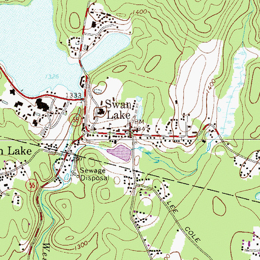 Topographic Map of Swan Lake, NY