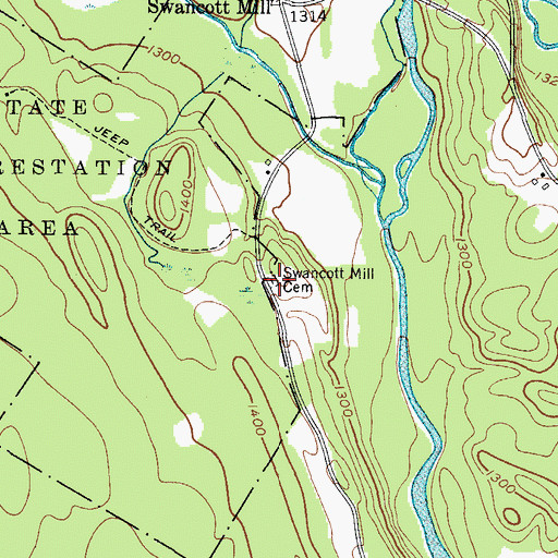 Topographic Map of Swancott Mill Cemetery, NY