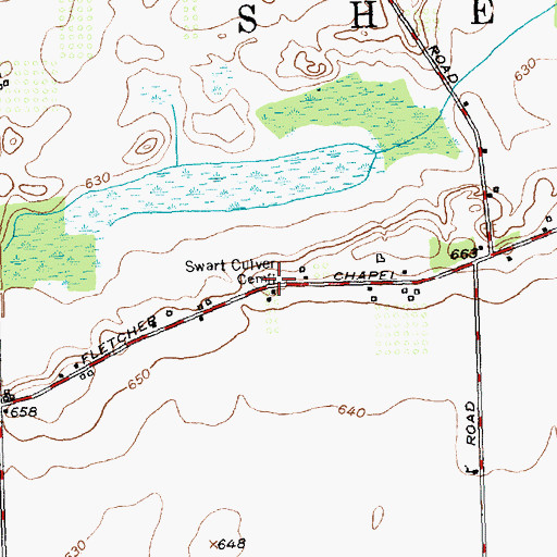 Topographic Map of Swart Culver Cemetery, NY