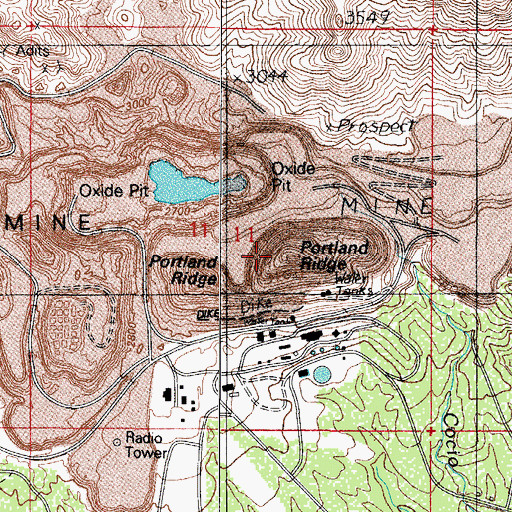 Topographic Map of Portland Ridge, AZ