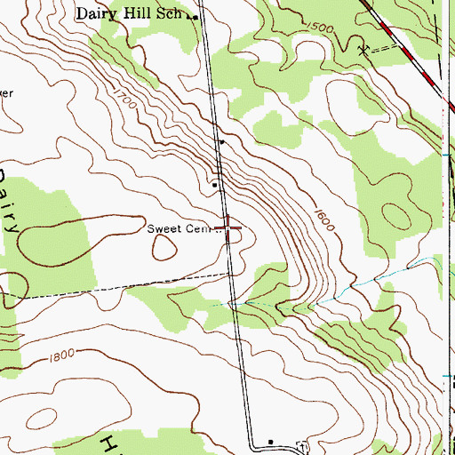 Topographic Map of Sweet Cemetery, NY