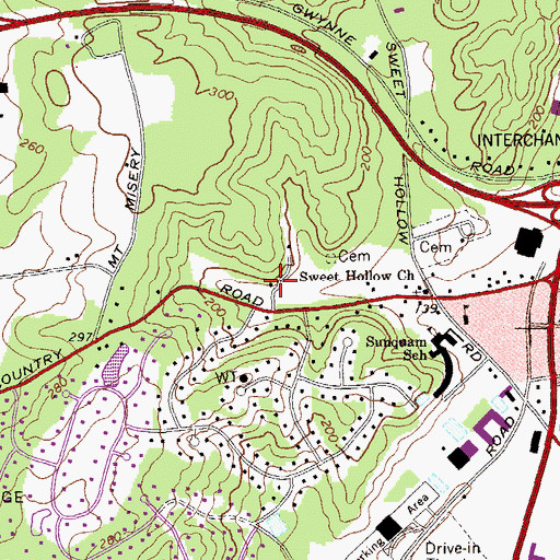 Topographic Map of Presbyterian Church of Sweet Hollow, NY