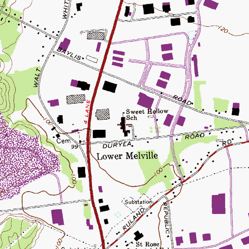 Topographic Map of Sweet Hollow School, NY