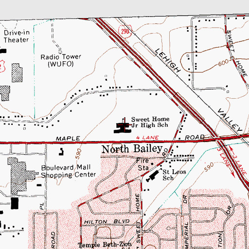 Topographic Map of Sweet Home Middle School, NY