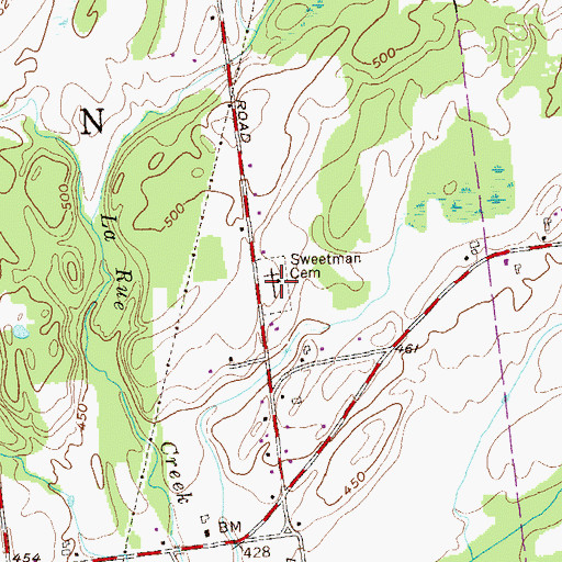 Topographic Map of Sweetman Cemetery, NY