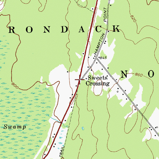 Topographic Map of Sweets Crossing, NY