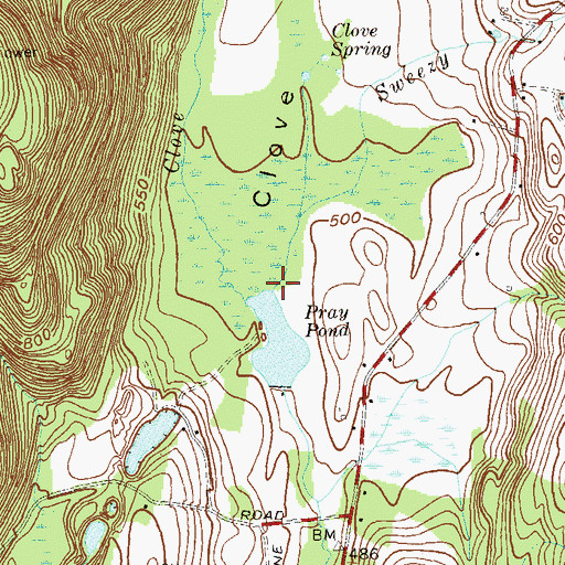 Topographic Map of Sweezy Creek, NY