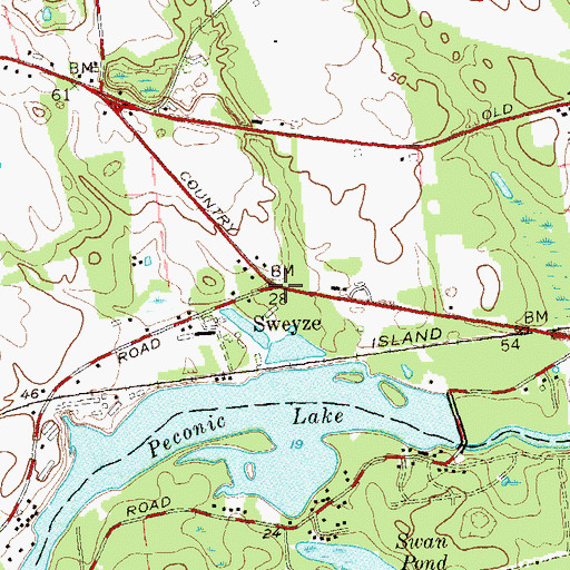 Topographic Map of Sweyze, NY