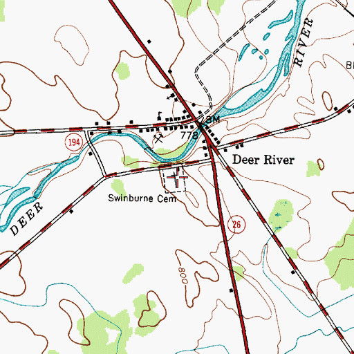 Topographic Map of Swinburne Cemetery, NY