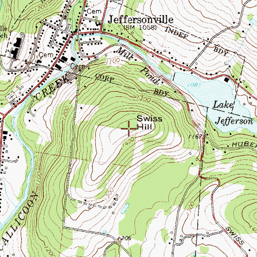 Topographic Map of Swiss Hill, NY