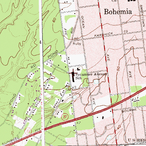 Topographic Map of Sycamore Avenue Elementary School, NY