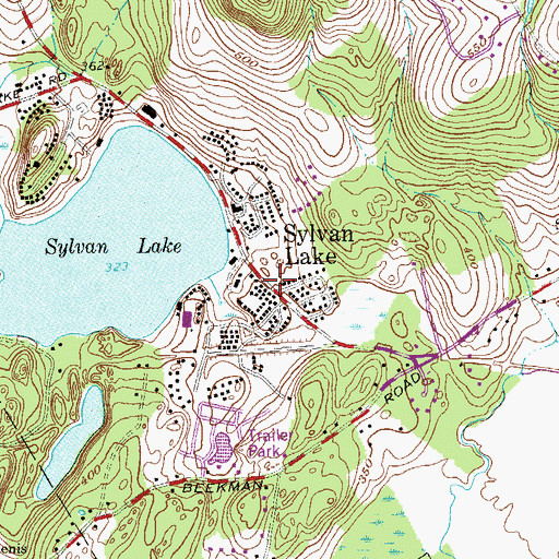 Topographic Map of Sylvan Lake, NY