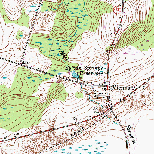 Topographic Map of Sylvan Springs Reservoir, NY
