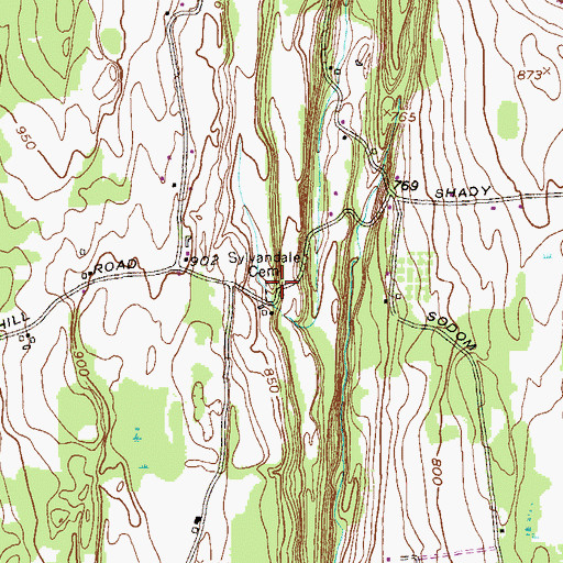 Topographic Map of Hillside Cemetery, NY