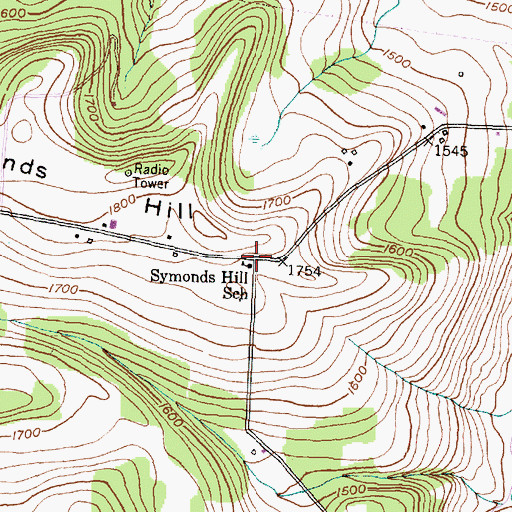 Topographic Map of Symonds Hill School (historical), NY