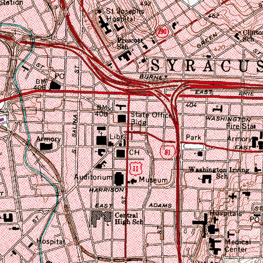 Topographic Map of Syracuse, NY