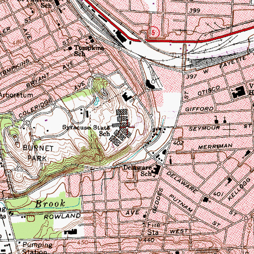 Topographic Map of Syracuse State School, NY