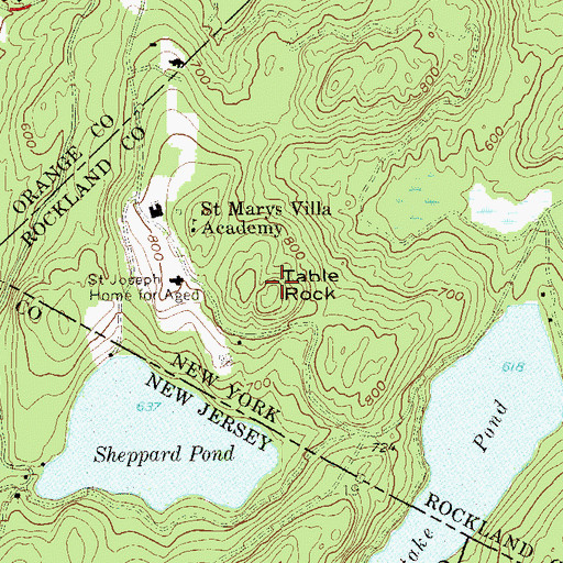 Topographic Map of Table Rock, NY