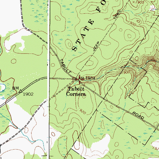 Topographic Map of Tabolt Corners, NY