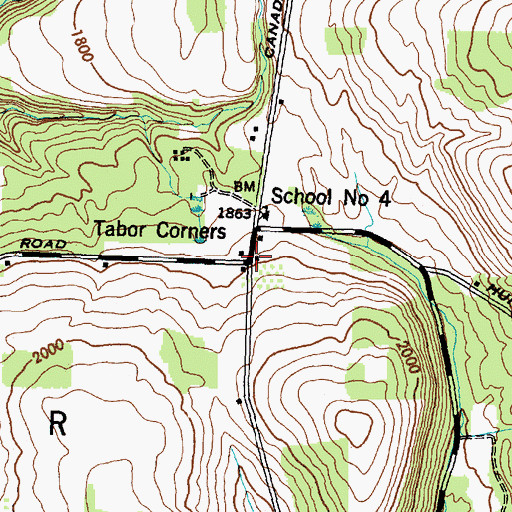 Topographic Map of Tabor Corners, NY