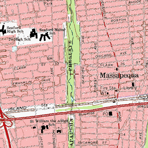 Topographic Map of Tackapausha Preserve, NY