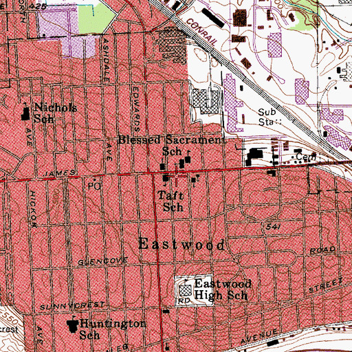 Topographic Map of Taft School, NY