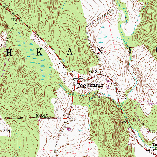 Topographic Map of Taghkanic, NY