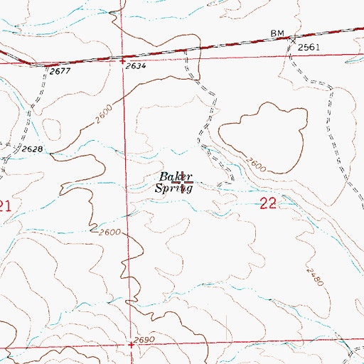Topographic Map of Baker Spring, AZ